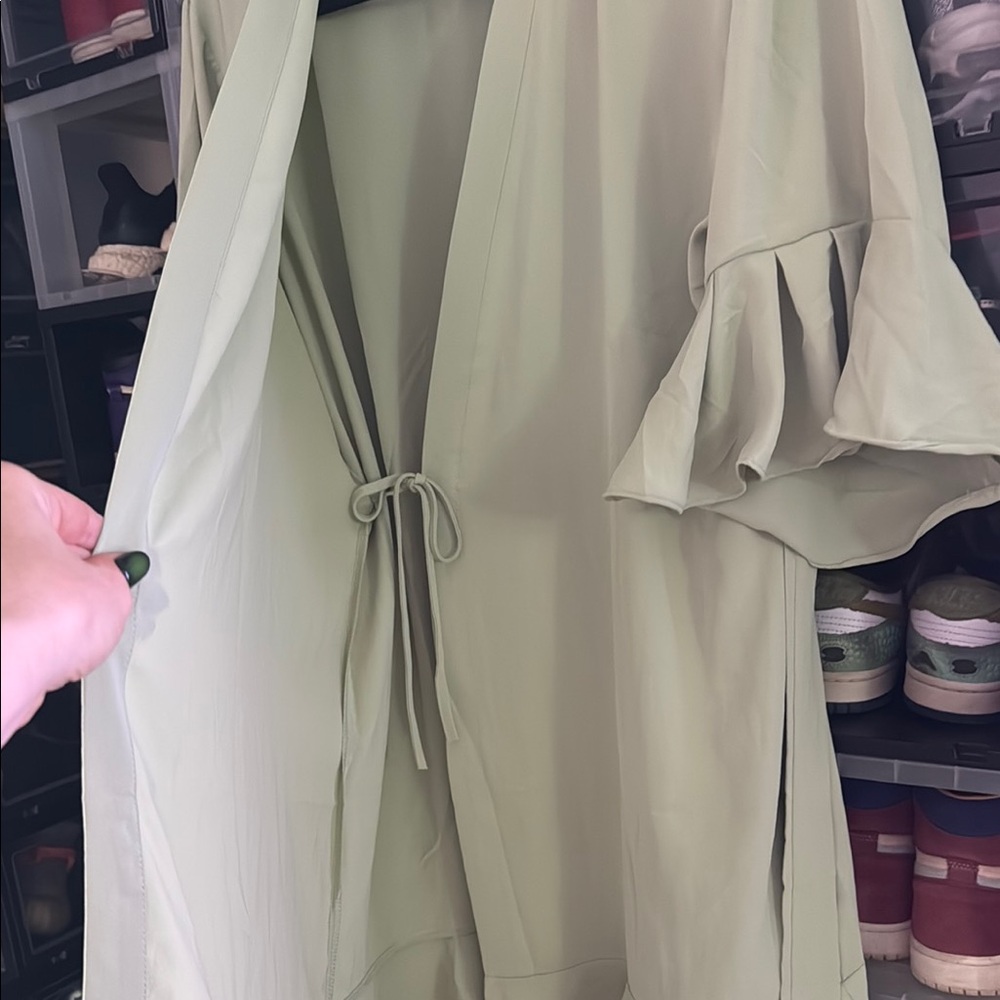 Source Unknown Green Wrap Robe Intimates - Picture 3 of 4